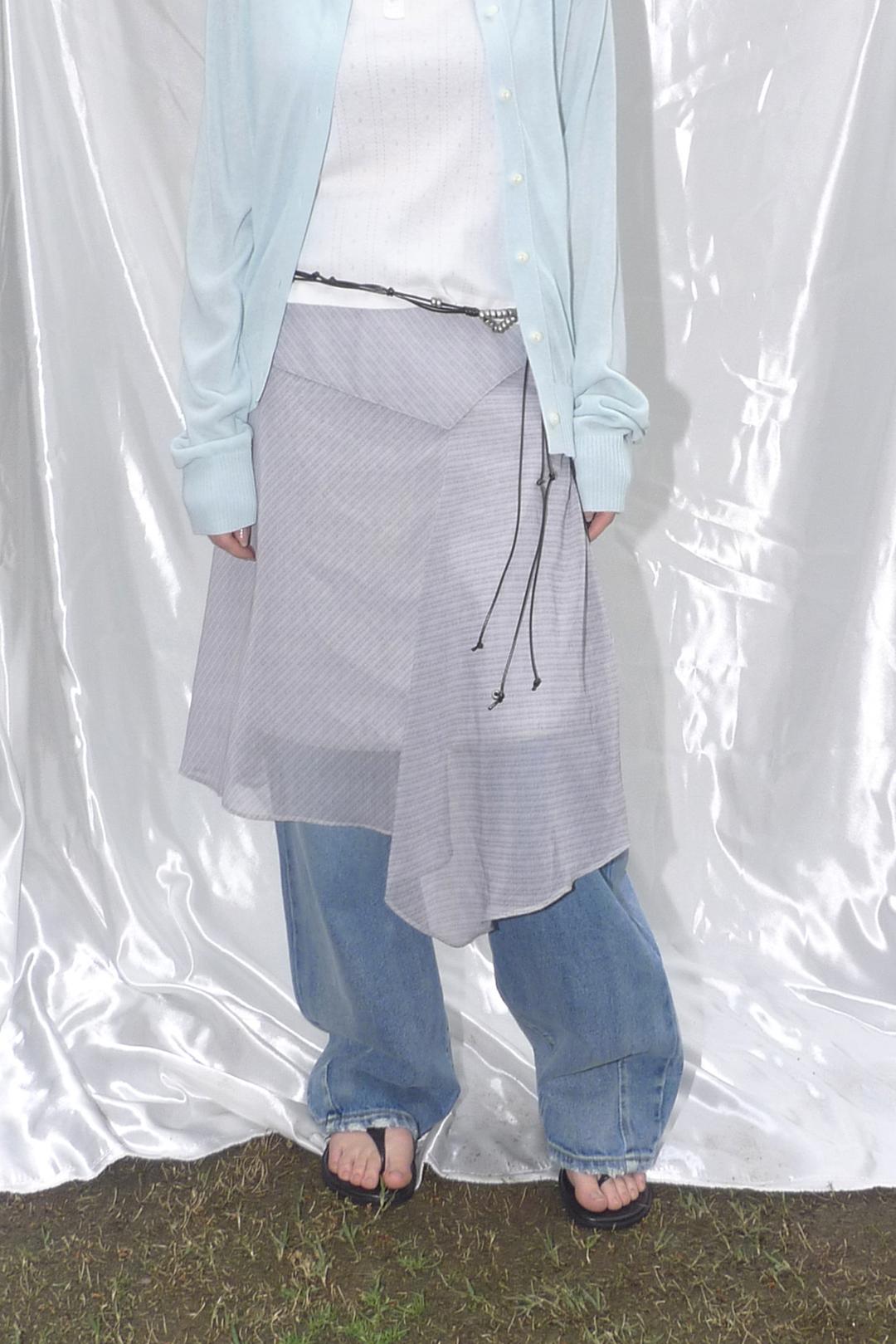ASYMMETRIC CHIFFON CHECK SKIRT