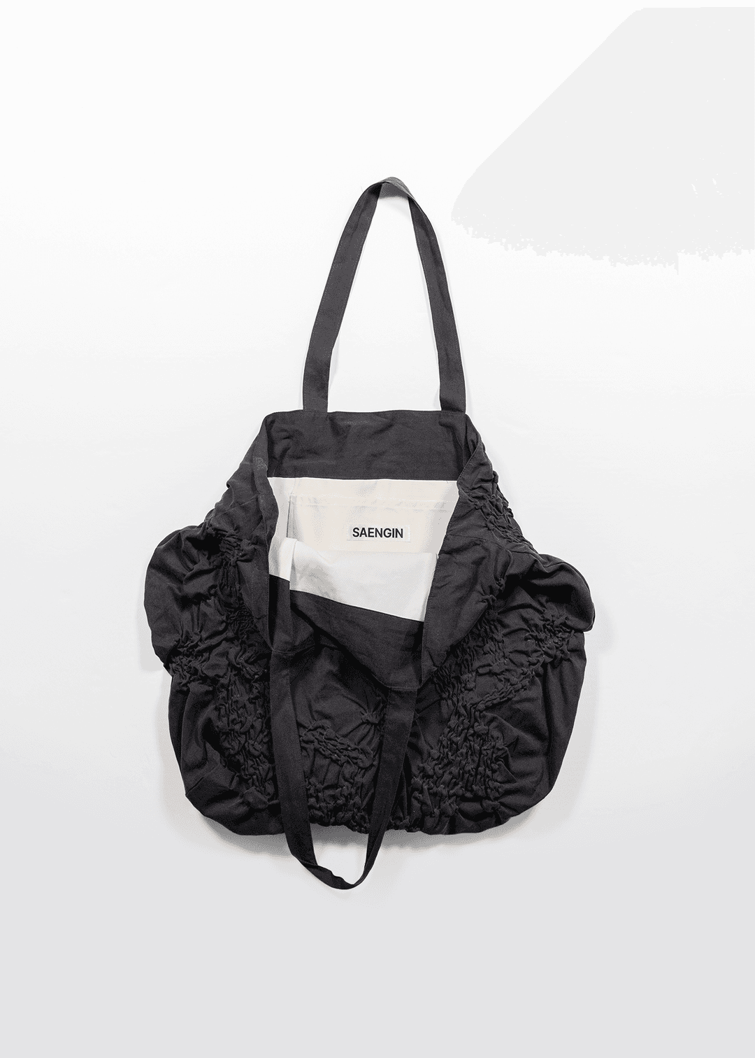 [4/03 출고] COTTON GATHERED STRUCTURED SHOULDER BAG - CHARCOAL