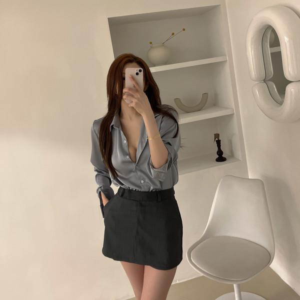 네이드 새틴 셔츠