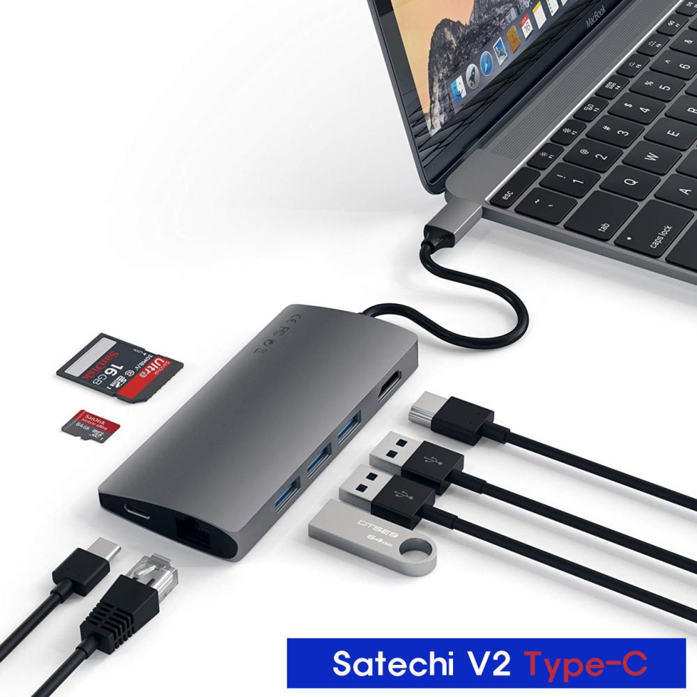 사테치(Satechi) 알루미늄 멀티포트 4K HDMI 타입C USB허브 V2 Type-C Multi USB HUB
