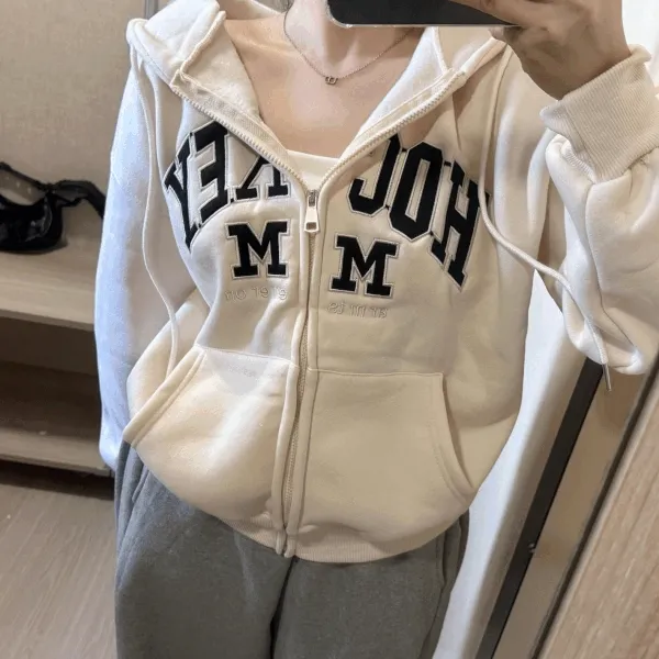 *당일*[핏예쁨/기모] 오버핏 자수 기모후드집업