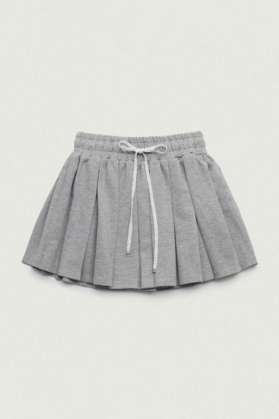 Girls Pleated mini skirt (Melange Grey)
