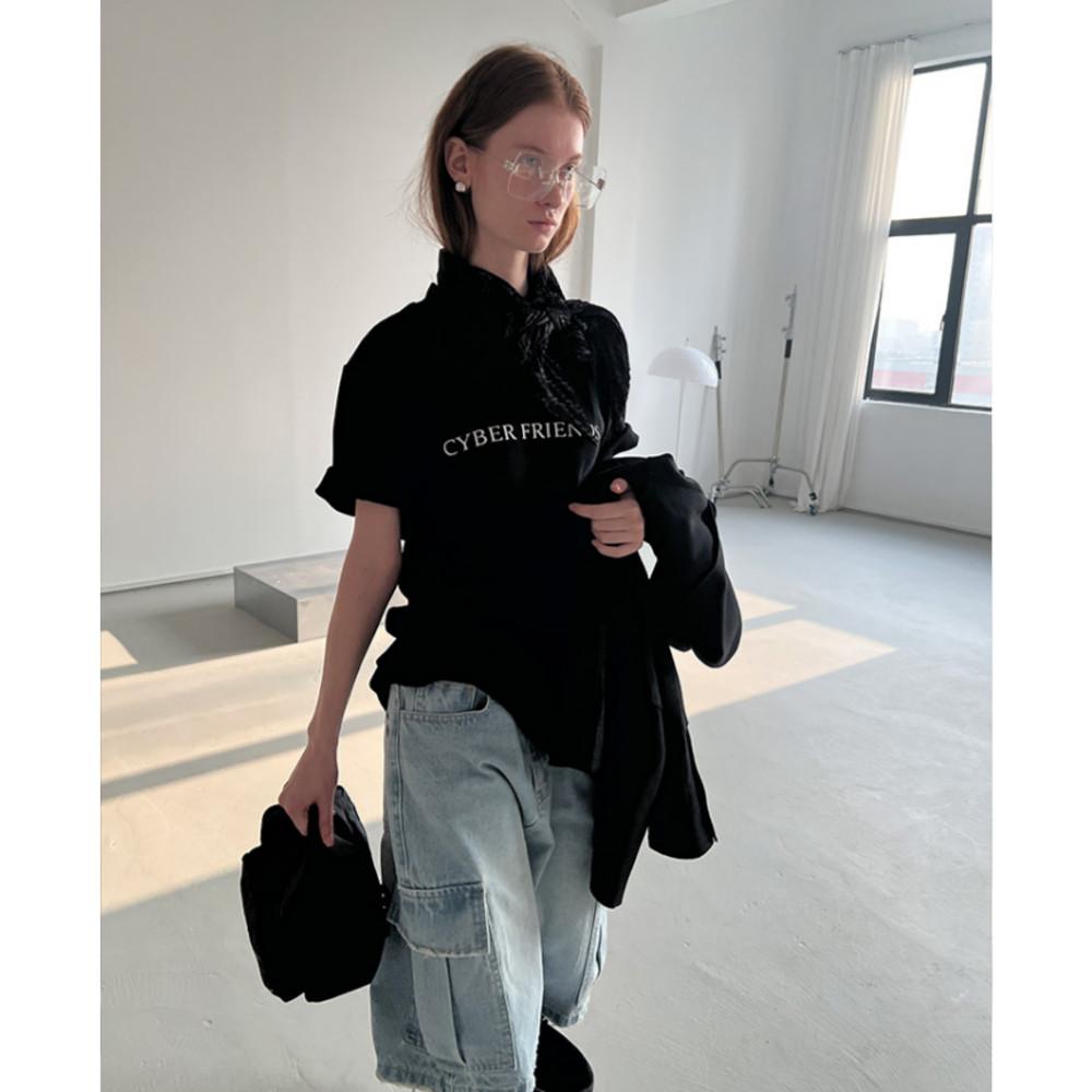 Rockrio Rarelicold 레터링 반팔 티셔츠 오버핏 루즈핏 베이직 반팔