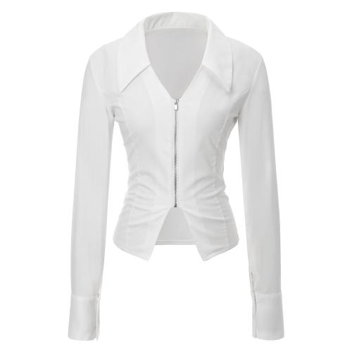 V Zip-up Shirts (white)