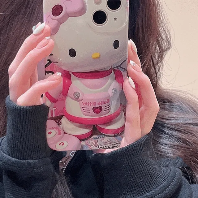 아이폰 장난감 로봇 고양이 핑크 풀커버 실리콘 젤리 귀여운 특이한 유니크 하이틴 힙 키치 우정 커플 핸드폰 휴대폰 애플 폰 케이스 아이폰케이스 11 12 프로 13 14 프로맥스