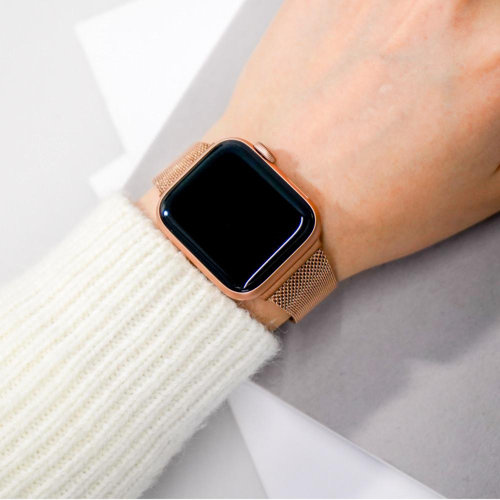 애플워치 로즈골드 스트랩 줄질 가죽 메탈 버클 브레이드 솔로루프 SE 7 6 5 4 3 2