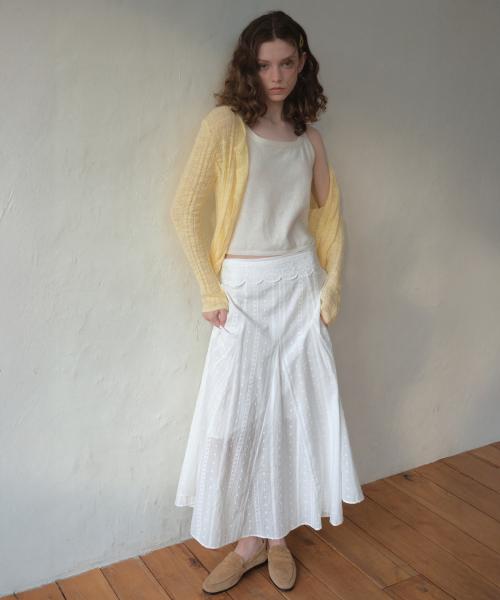 Lace Waist Long Skirt_White(O26SK03)