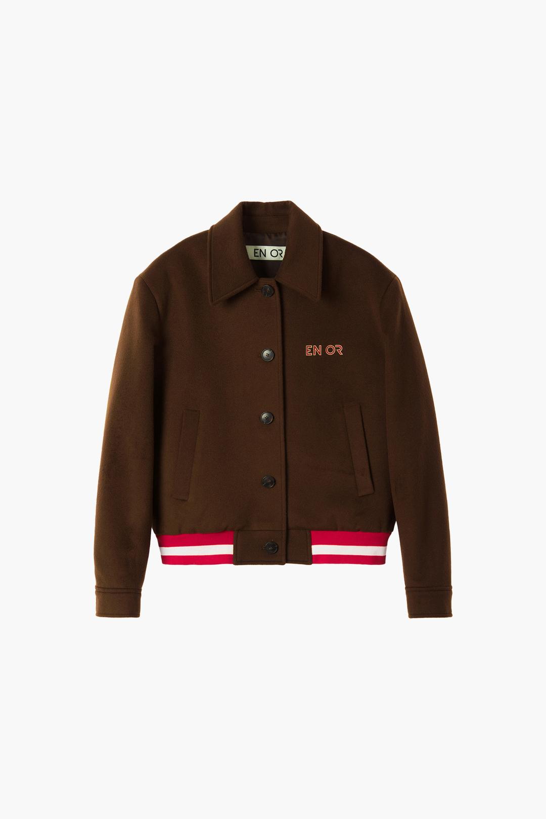 HERITAGE WOOL BOMBER JACKET - BROWN