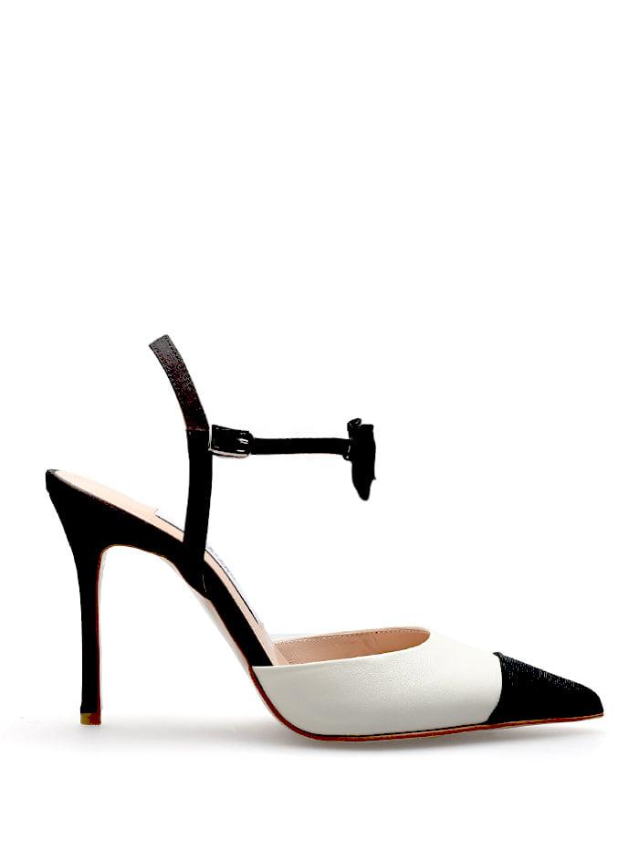 CLASSIC GRACE CAP-TOE SLINGBACK - BLACK & WHITE