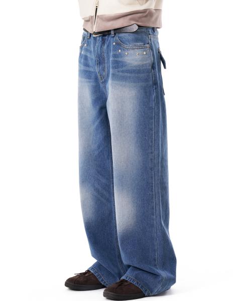 Multi Studded Denim Pants (Blue)