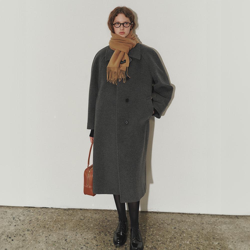 ROUND SHAPE CASHMERE MAC COAT CHARCOAL GREY_UDCO3D232CG