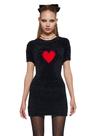 Heart Light Fuzzy Dress - BLACK / X-Small