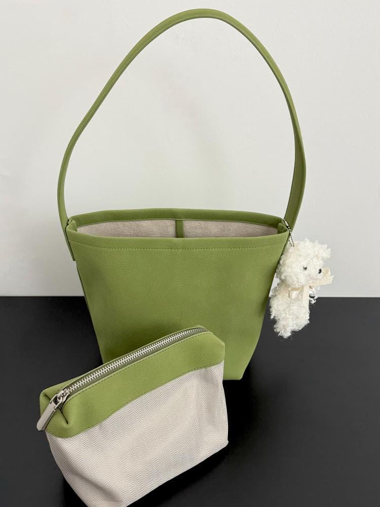 (3월입고예정, 기한 여유주세요!) 소가죽 스몰 버킷 숄더백 6color 파우치세트 여성숄더백 데일리가방 리프레더