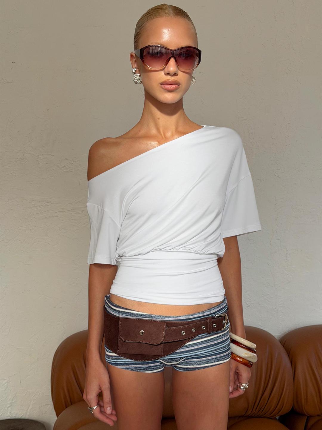 Ashlinn Off Shoulder Drapey Top White - US 0 / White