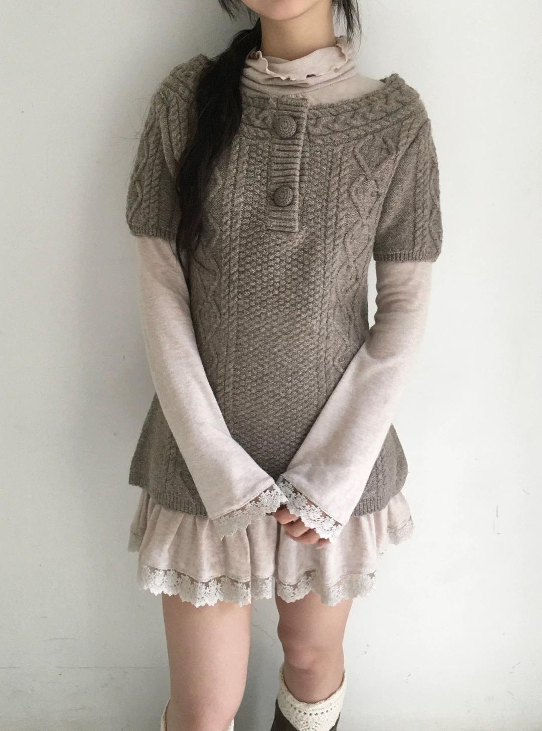 SicAstra Autumn Forest Vintage Wool Blended Sweater - S / Brown / Pre-order 2-3 weeks