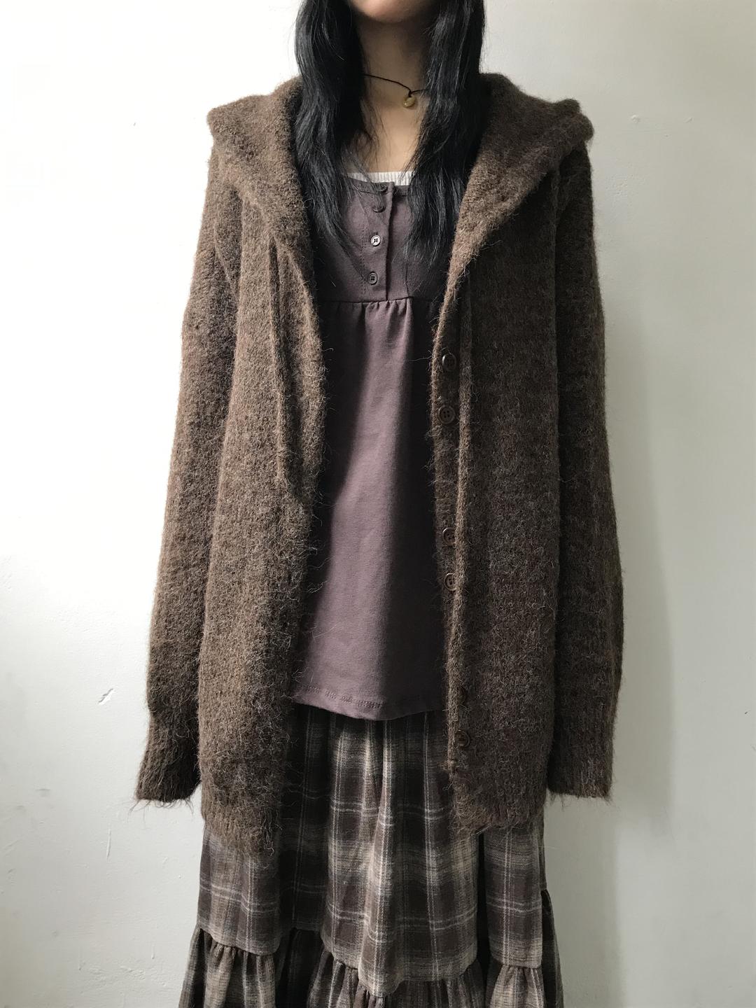Wool hair button cardigan