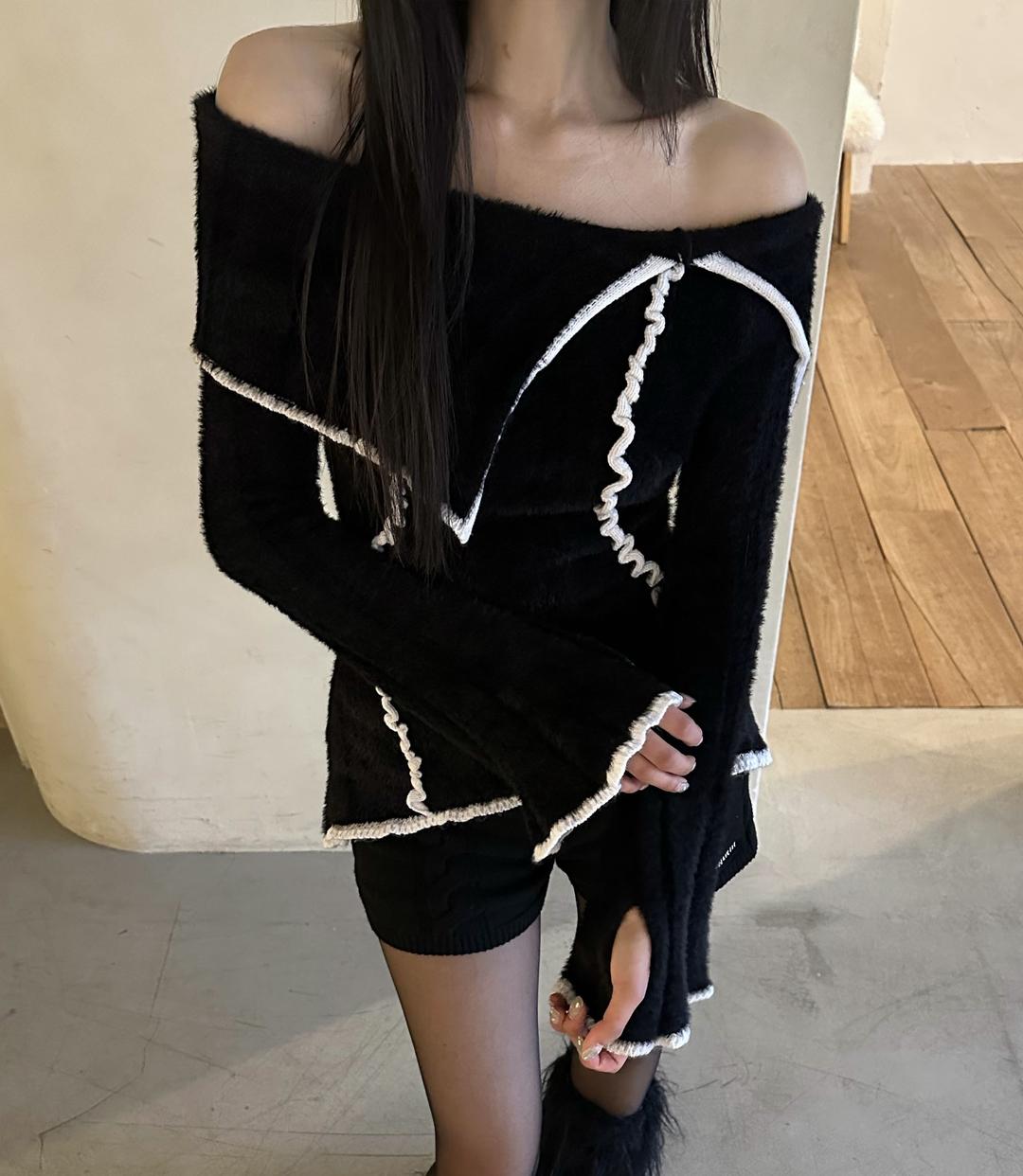 [11/28 예약배송]Kitten Angora Off-Shoulder Knit