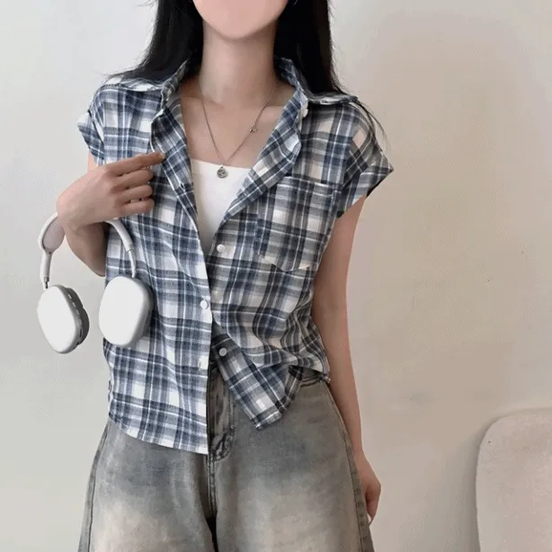 [여름/데일리🤍] 색감주의,코튼 체크 롤업 포켓 반팔 남방 [3color]