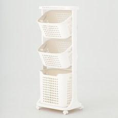 코멧 홈 이동식 트롤리 멀티 빨래바구니 3단