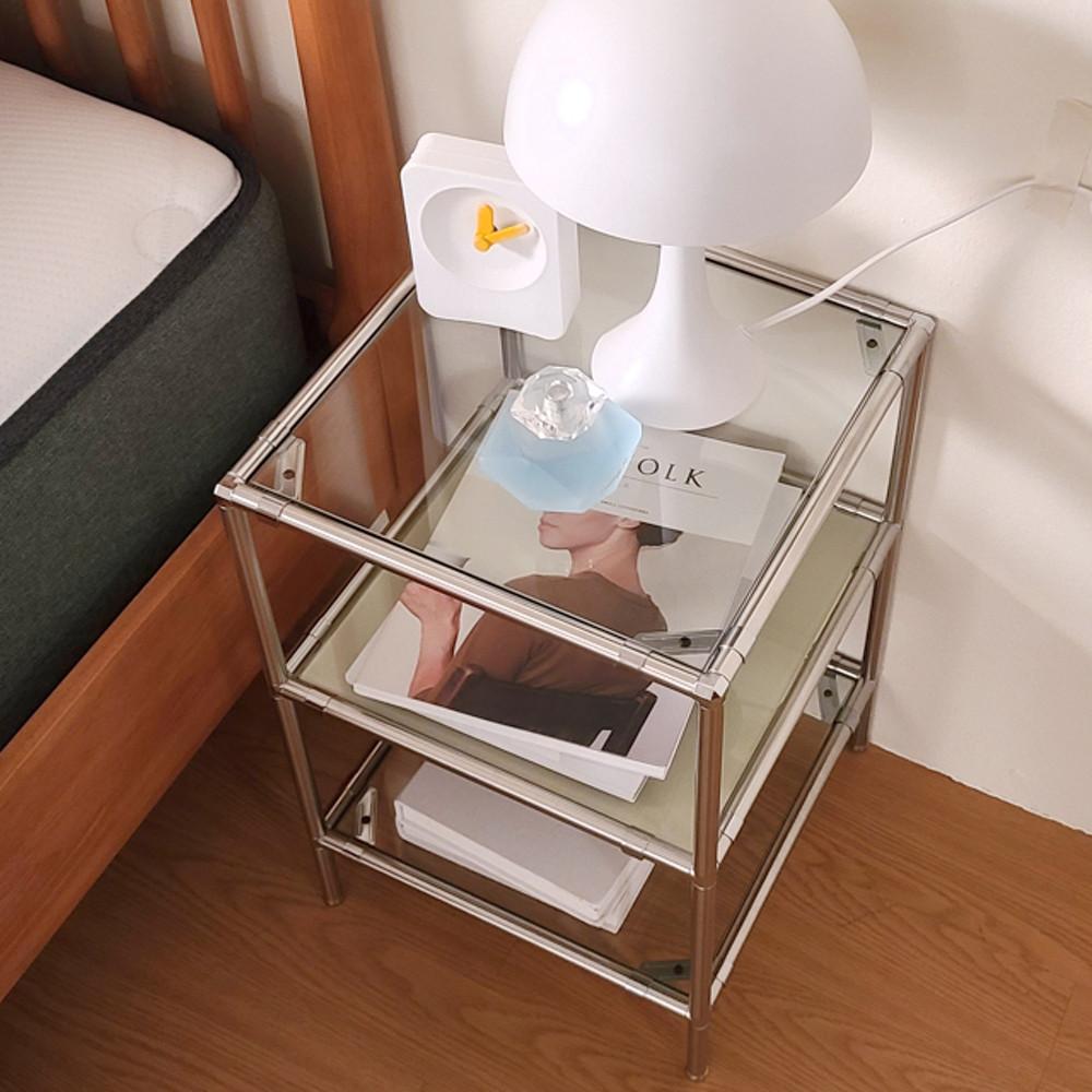 핀란디아 핀스틸 유리 2단 3단 모듈 선반 협탁