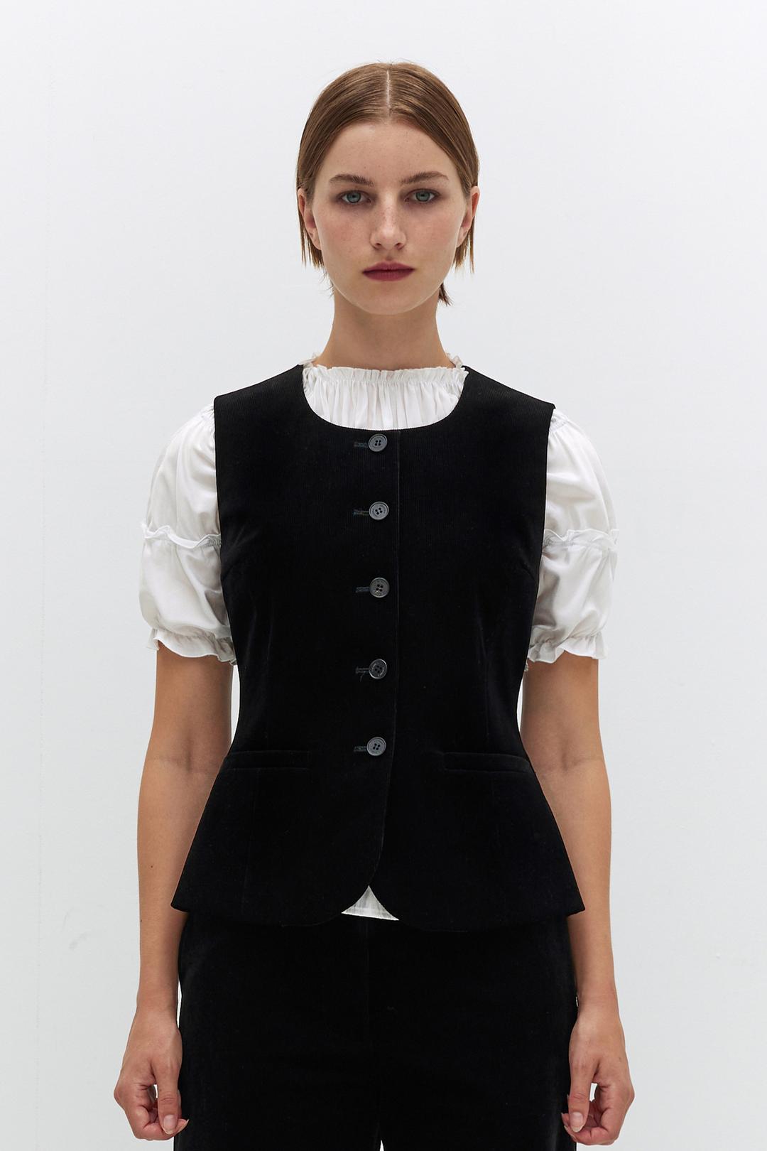 HOURGLASS TWILL VEST (BLACK)