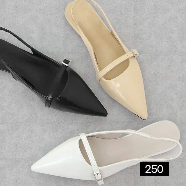 ❤️당일출고/~250mm❤️스틸레토 로우힐 밴딩 슬링백 플랫 샌들 L-11763