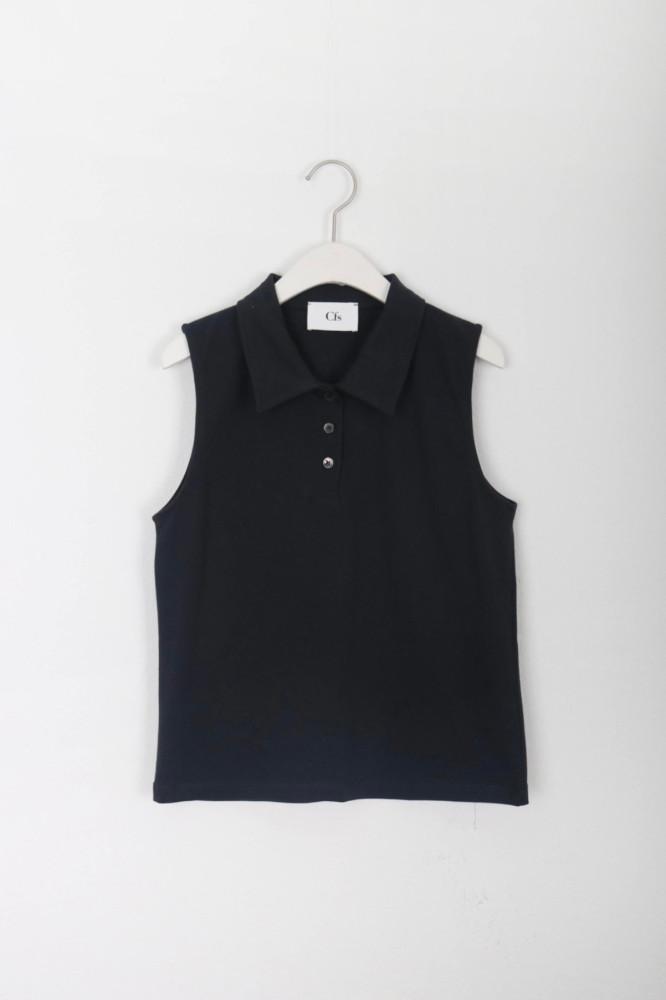 Cfs 뮤지엄 museum 코튼 카라 나시 티셔츠 슬리브리스 민소매 t