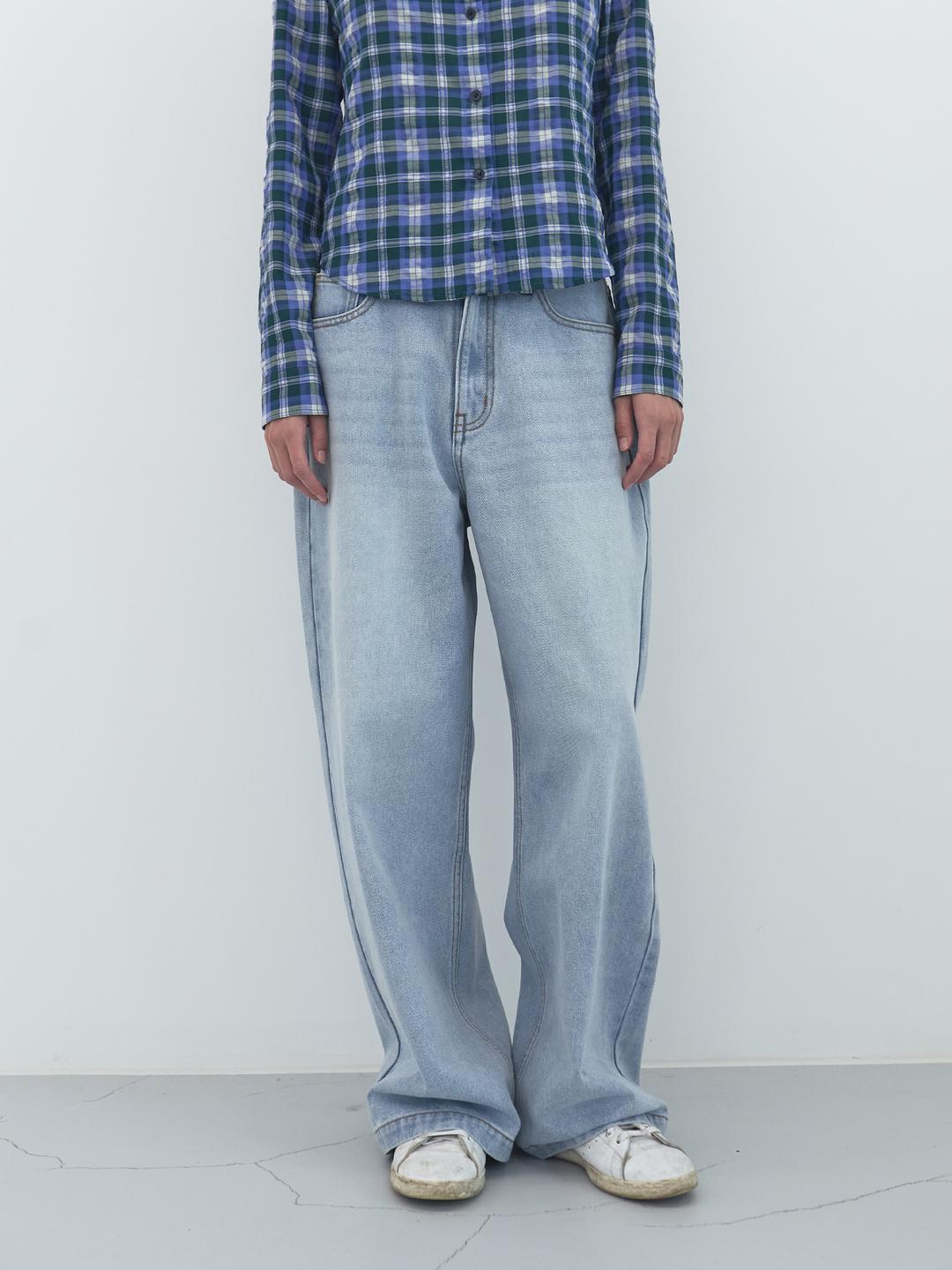 Vintage Wide Denim Pants (Light Blue)