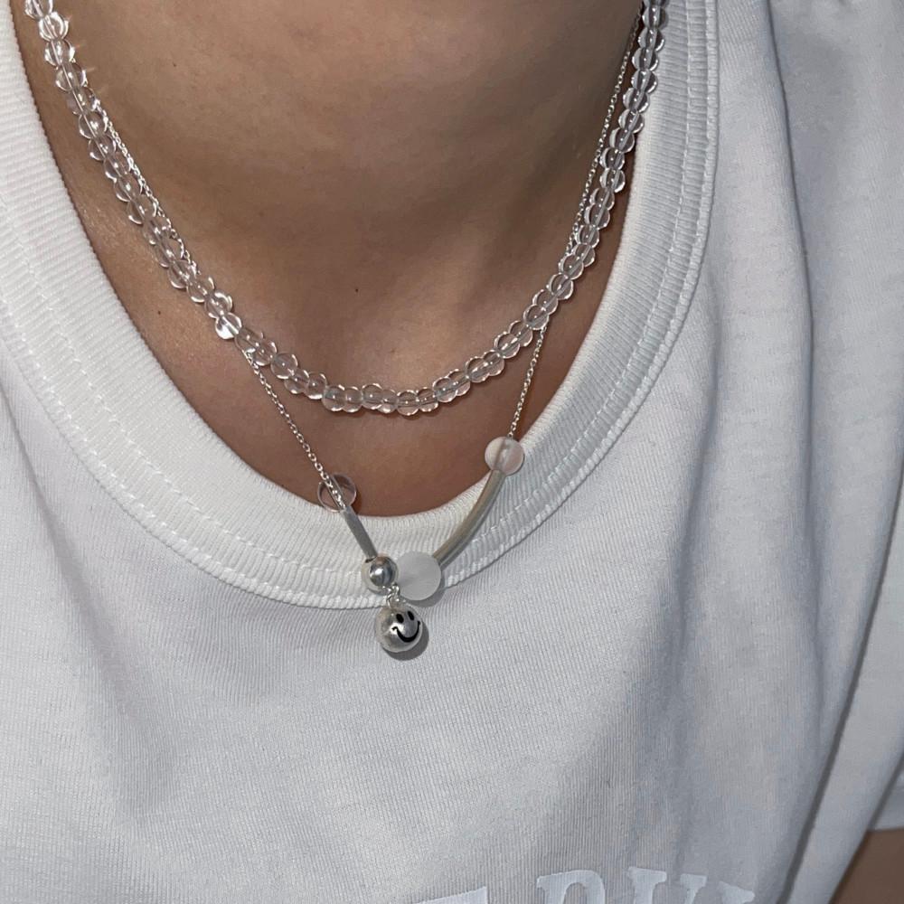 실버 무광 스마일 앤 파이프 목걸이 Silver Matt Smile & Pipe Necklace