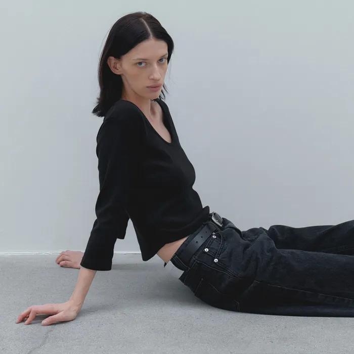 Reversible 3/4 Sleeve Tee_Black