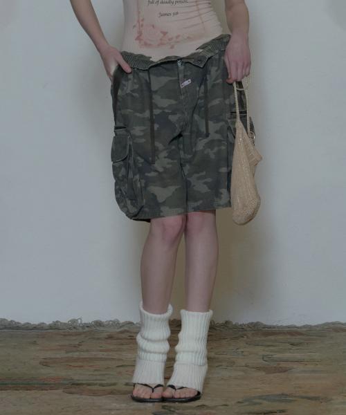 Twill Cargo Half Pants Forest Camo