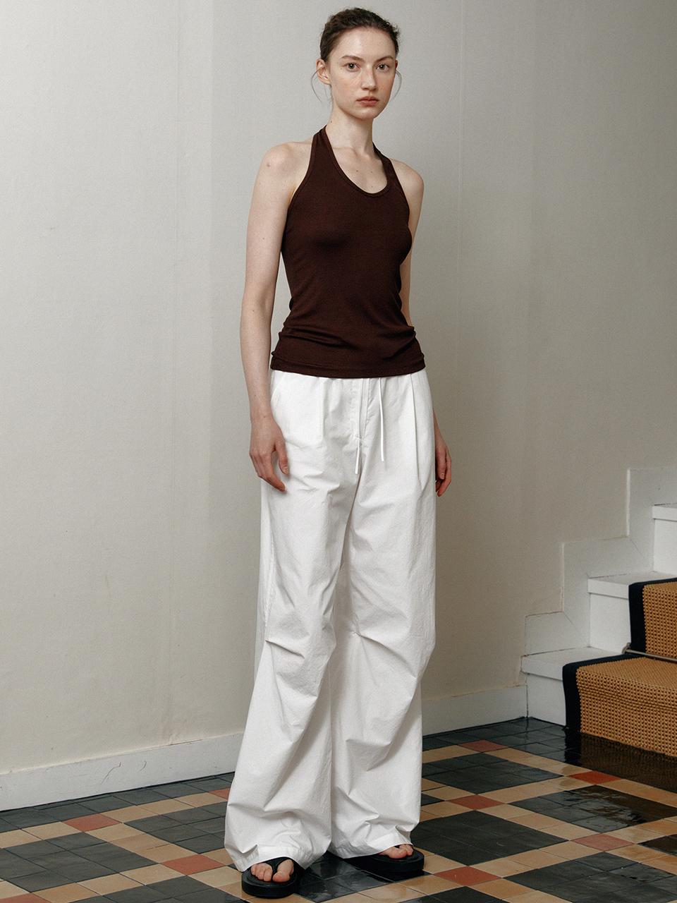 [예약발송]ribbed halter top (brown)