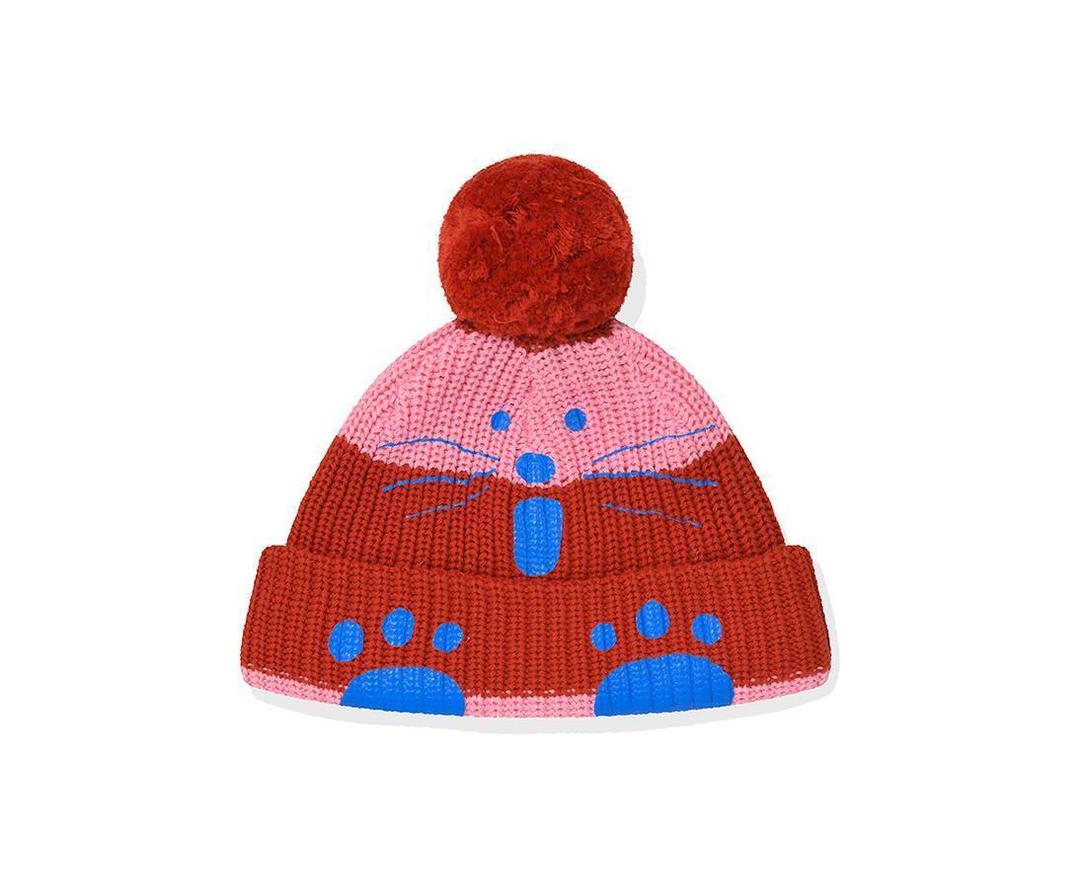 키르시 X 미사키 카와이 키즈 패밀리 폼폼 비니 [레드]