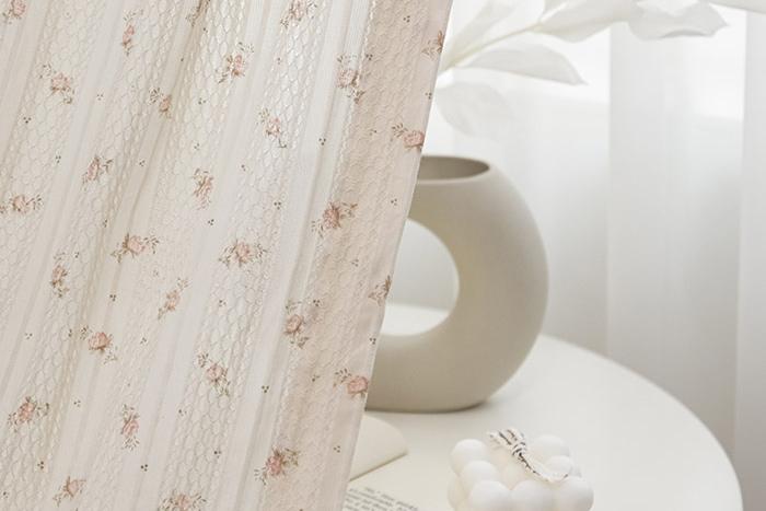 로제플라워 빈티지 면 레이스커튼 2color 기본핀형