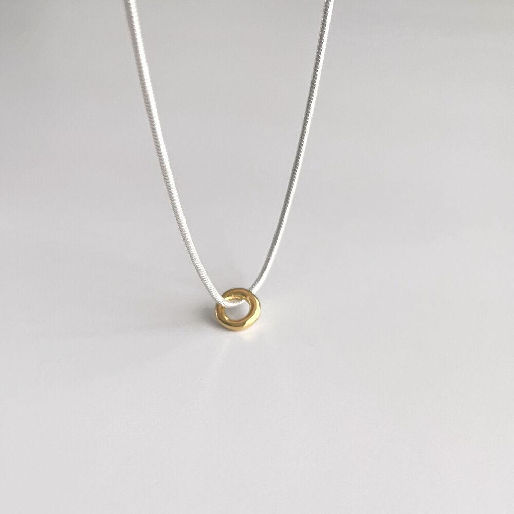 Doughnut necklace - Gold Doughnut(silver/뱀줄 체인 목걸이)