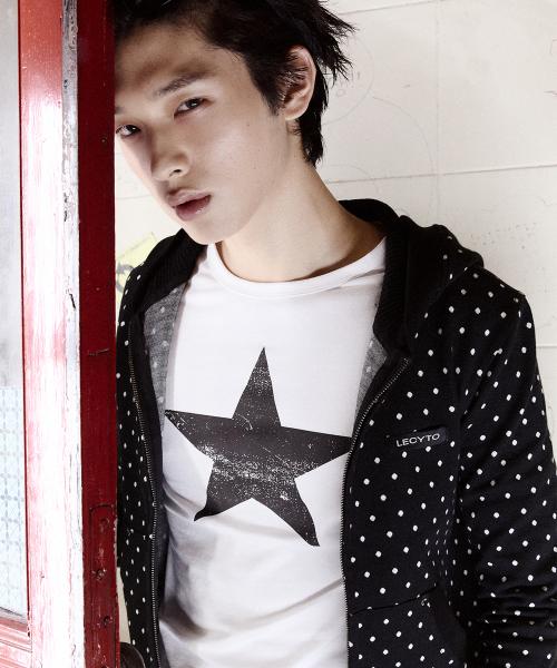 Polka Dot Hoodie Zip-Up_[Black]