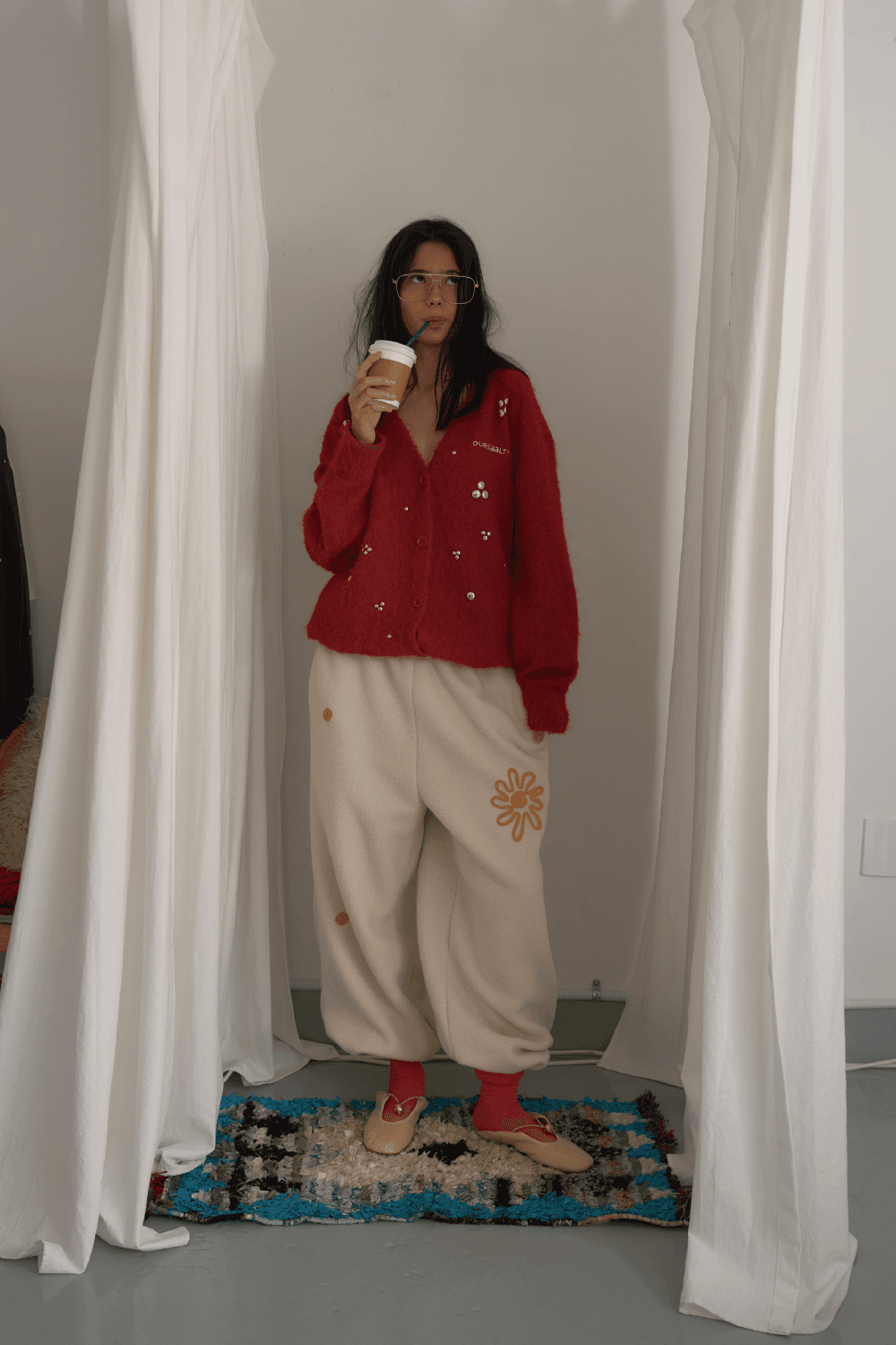 Helio Fleece Jogger Pants / Cream