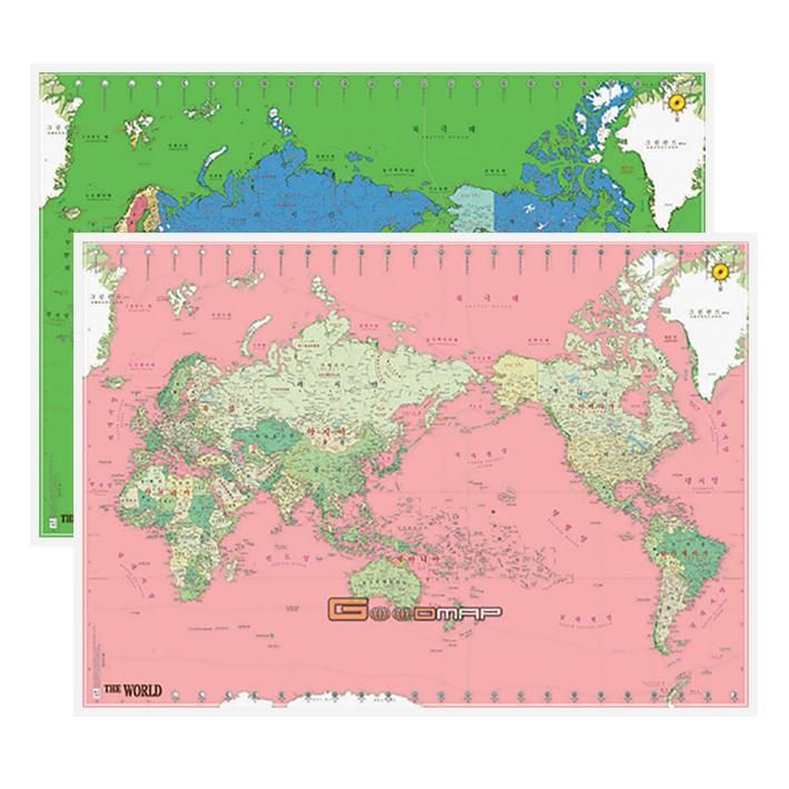 세계지도 GM테마 핑크월드/그린월드 코팅형/S사이즈
