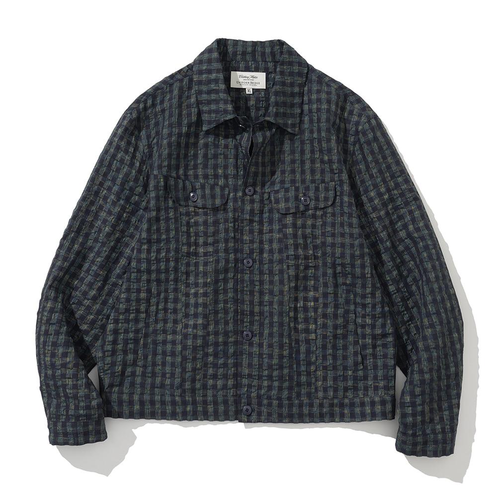 type-3 check trucker jacket navy