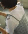 Ribbon flower cropped sleeveless (Gray)