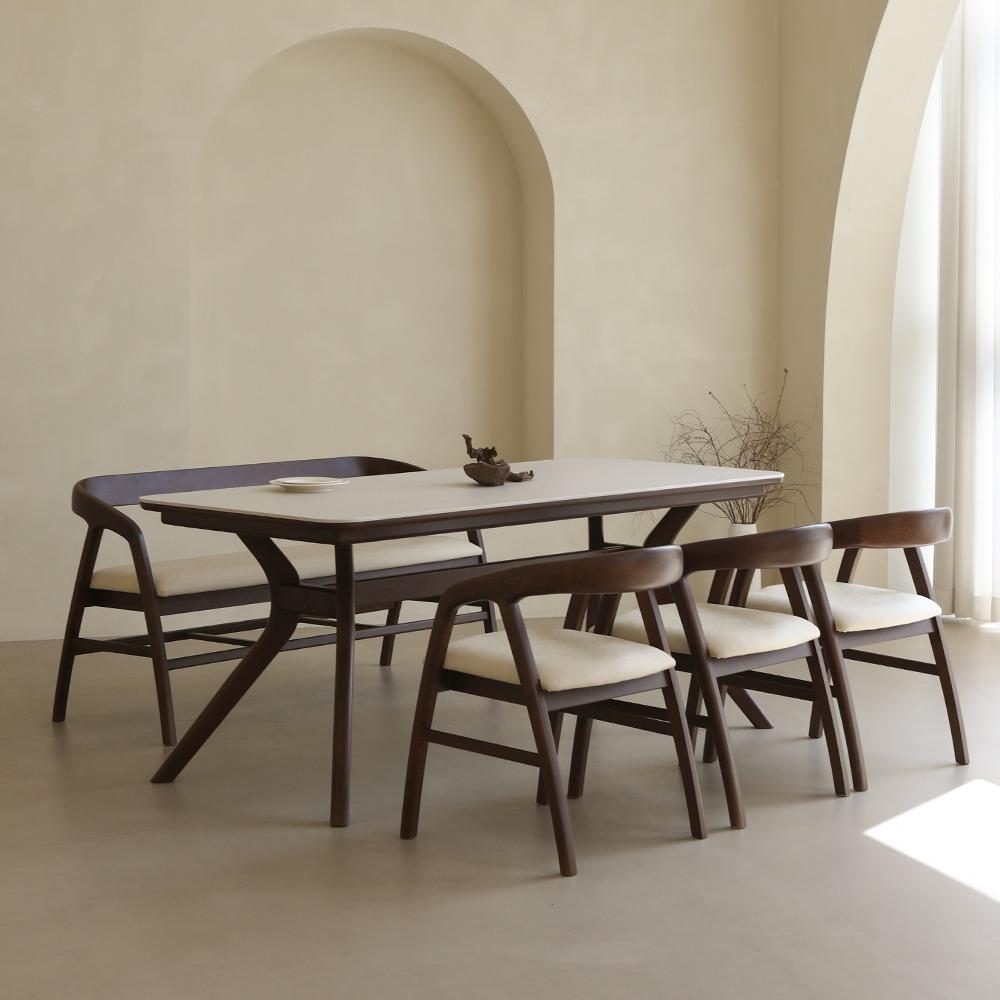 우드릭 비취 원목 통 세라믹식탁 세트 4인용 6인용 1400 1800