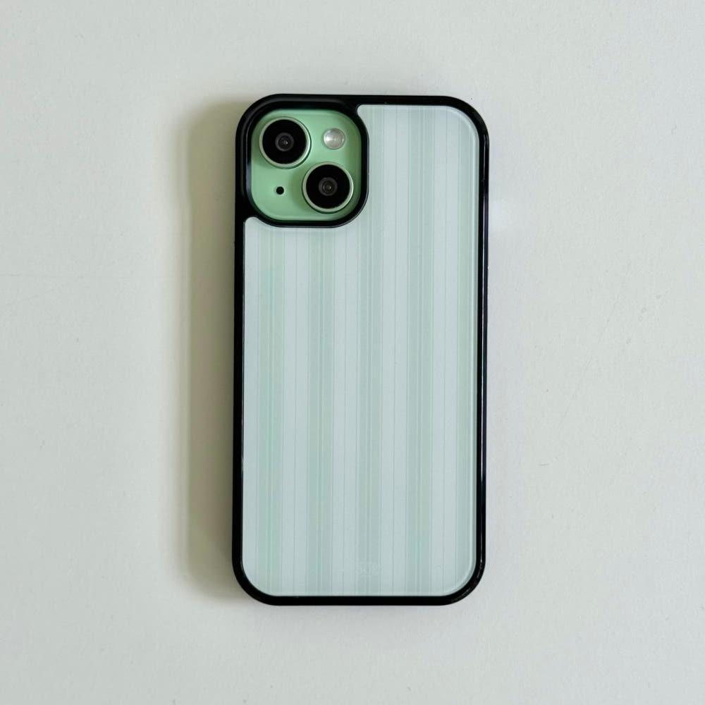 아비오에 민트스트라이프 무광 글라스범퍼케이스 일반 아이폰12케이스
