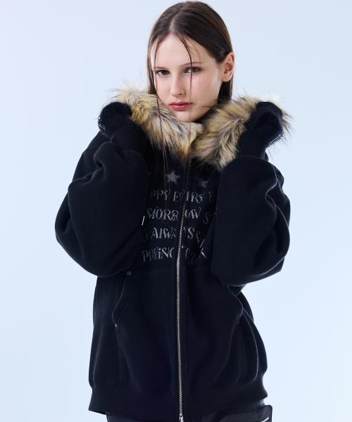FS LETTER HOOD ZIPUP(BLACK)