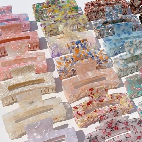 [BEST][35color] 데일리 영롱 셀룰로오스 사각 스퀘어 집게핀 Large