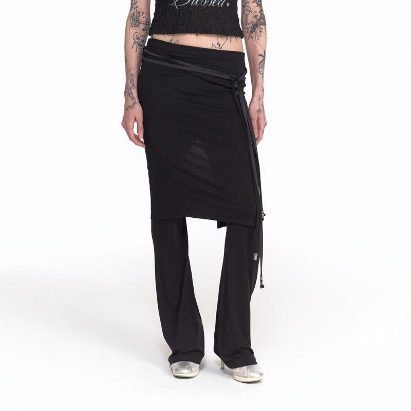 AVA LAYERED SKIRT-PANTS (BLACK)