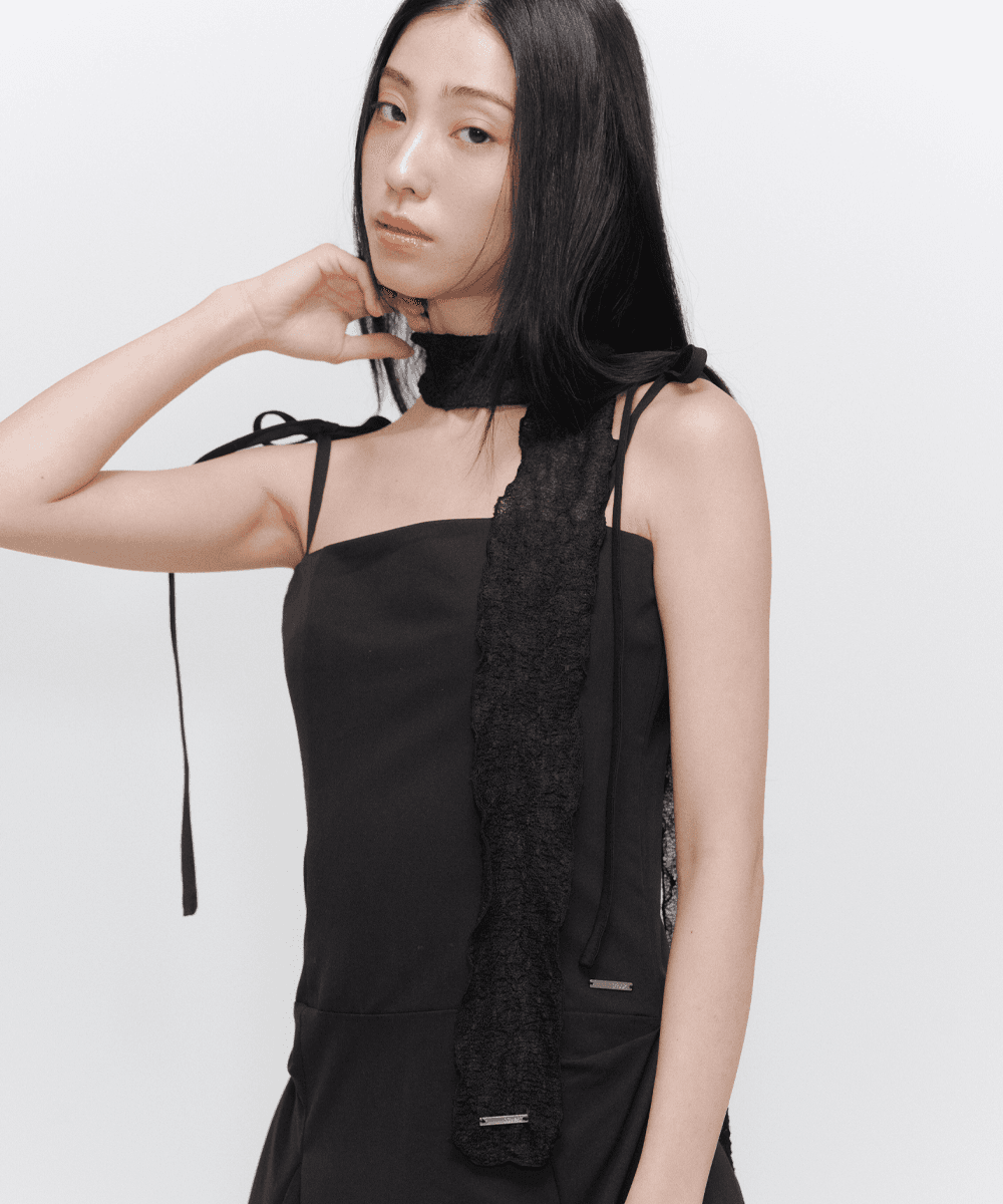 [2월10일 발매] Lace sheer scarf BLACK