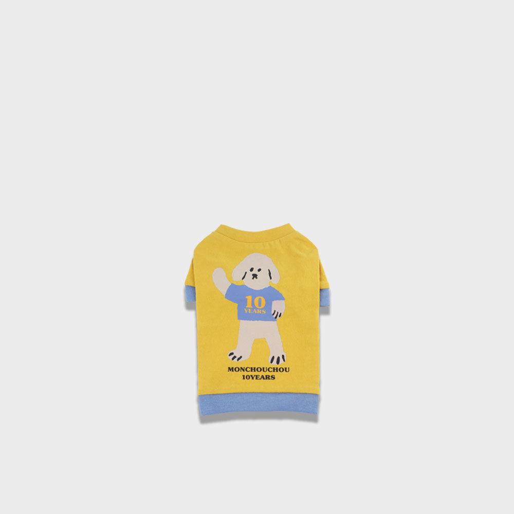 TEN YEARS YOUNG DOG Sleeve Tee Yellow