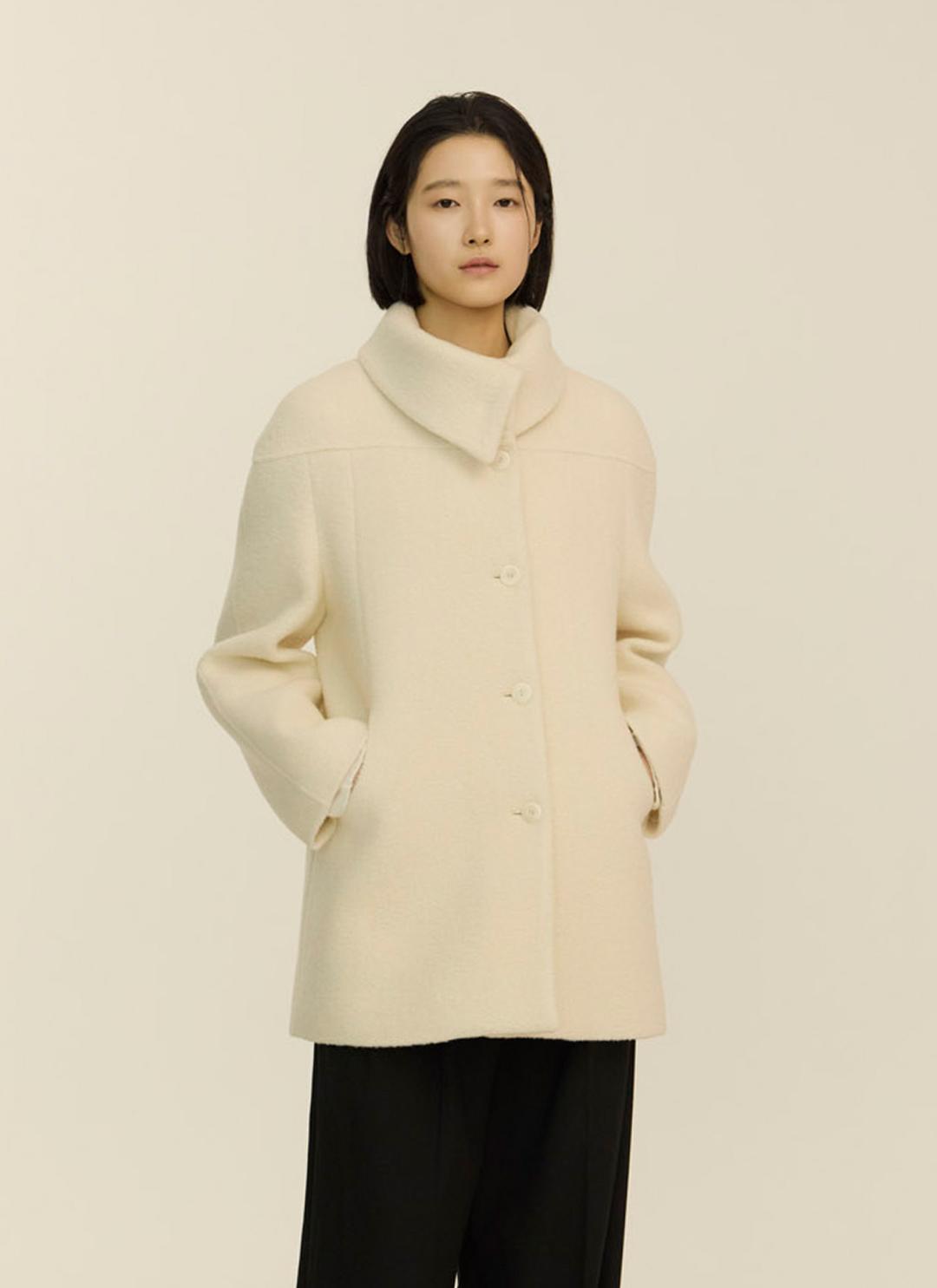 [3차 리오더] alpaca curve collar half coat_cream (S size : 1/12 이내 출고)
