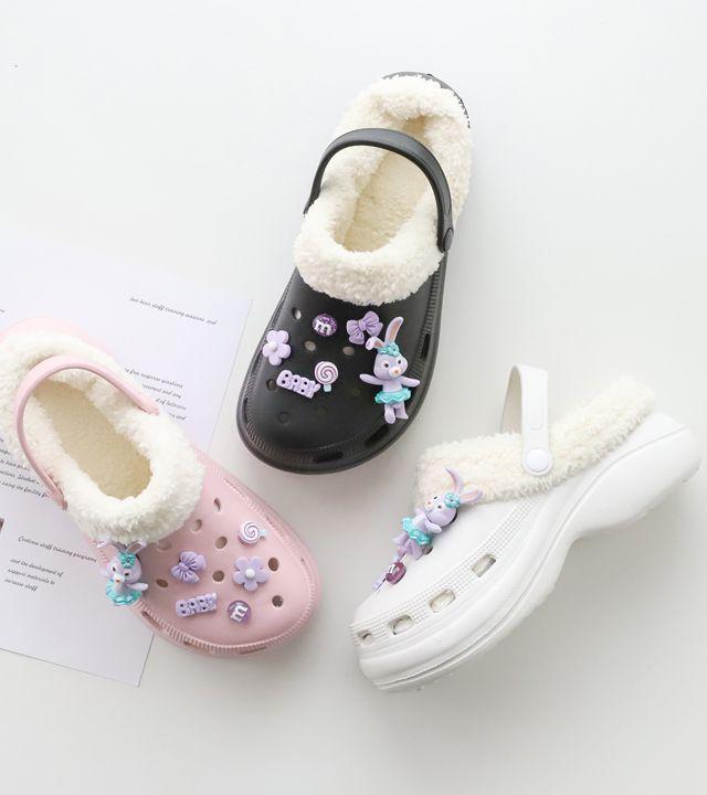 폭신 통굽 털크록스 털슬리퍼 겨울 사무실 실내화-1685