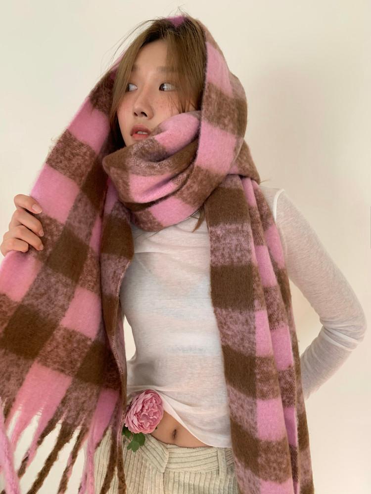 빅 와이드 체크 머플러 겨울 커플 목도리 남녀공용